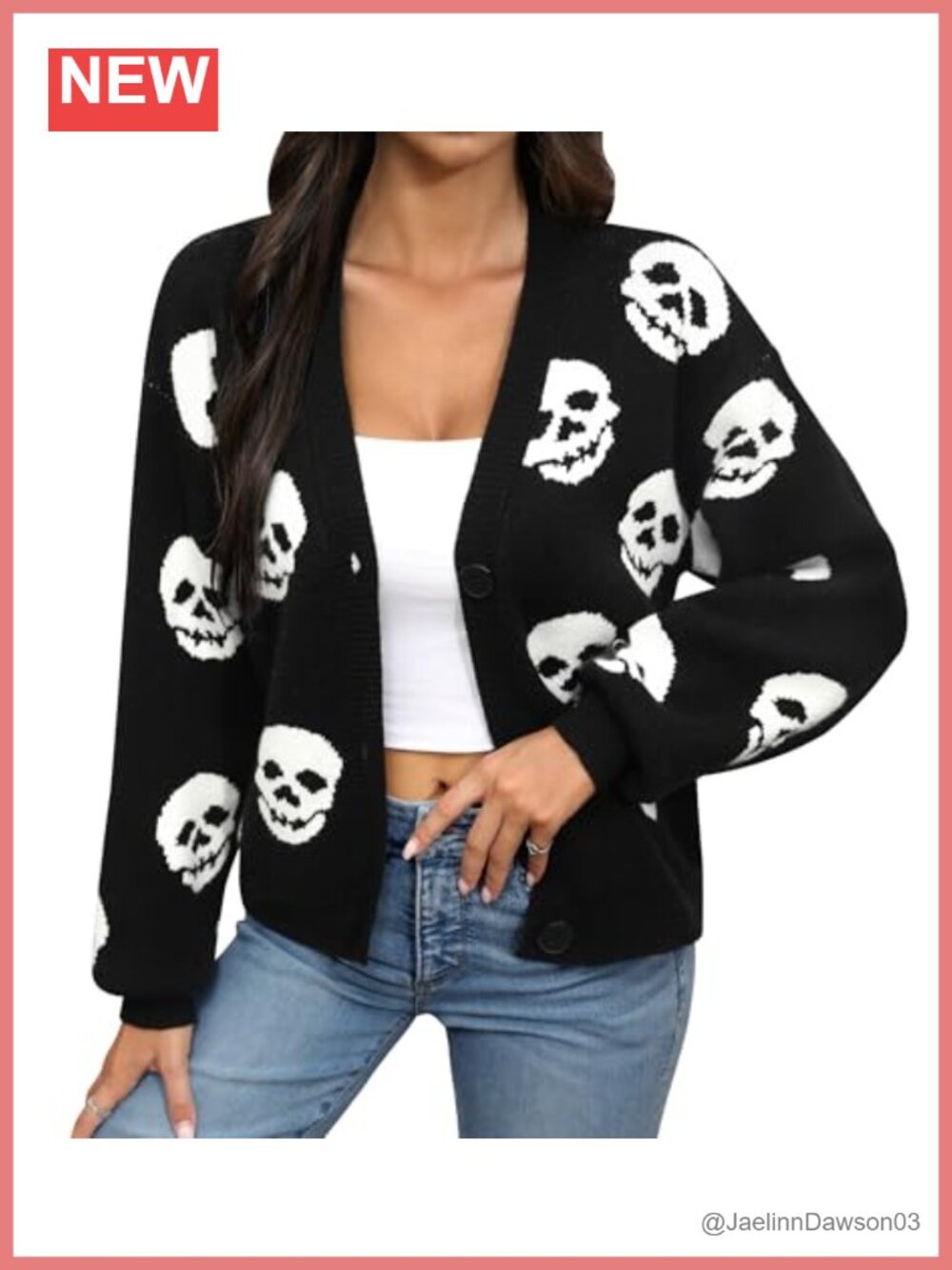 Womens Y2K Halloween Cropped Cardigan Button Down Knit Sweater